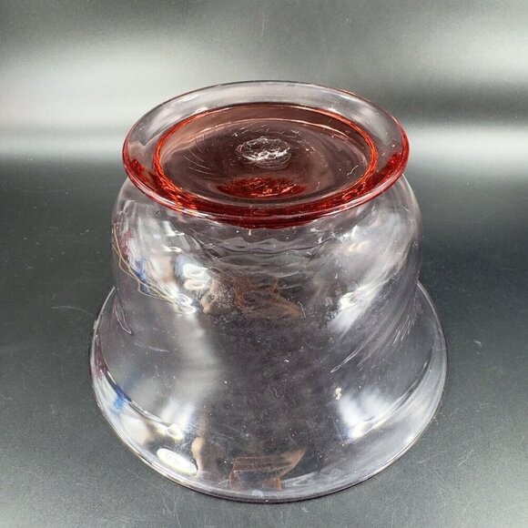 Hand Blown Optic Swirl Footed Bowl Dish Transparent Pink Glass Bowl Hand Made - Picture 8 of 16